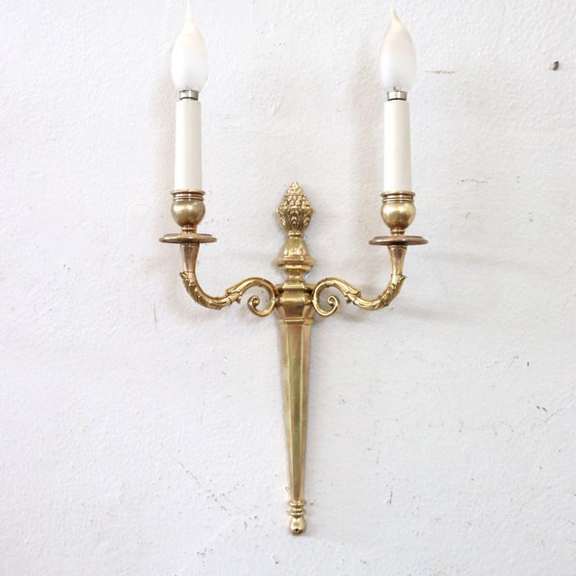 Antique Late 19th Century Sconces in Gilded Brass, Set of 3 For Sale - Image 10 of 14