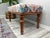 Wood Floral Rug Printed Fabric Upholstered Boho Style Vanity Bench For Sale - Image 7 of 9