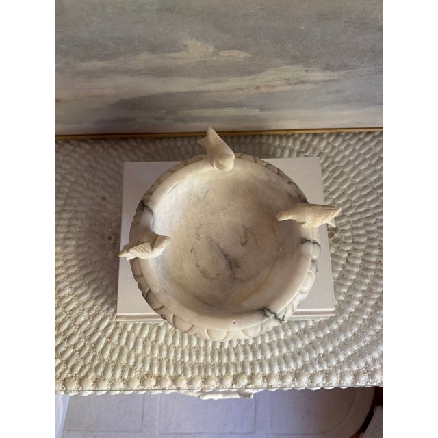 Stone Vintage Alabaster Bird Bath For Sale - Image 7 of 7