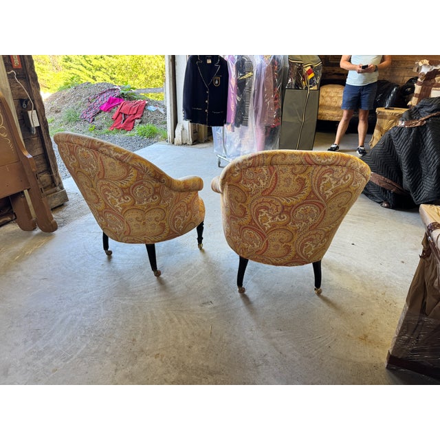 Antique French Tufted Crapaud Slipper Club Chairs With Casters - A Pair For Sale In New York - Image 6 of 7