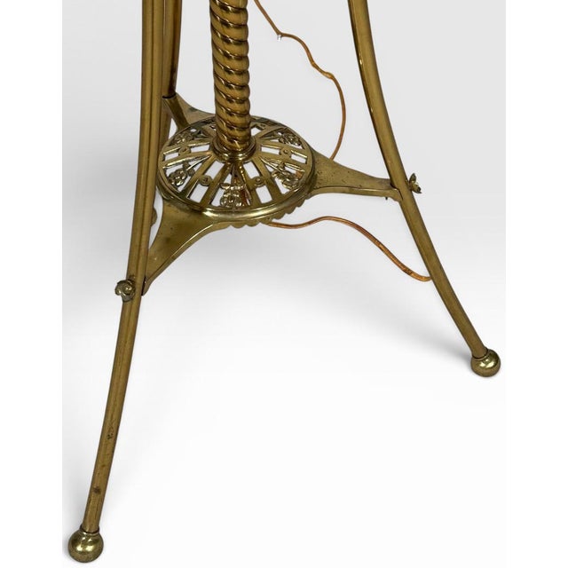 Late 19th Century Victorian Brass and Red Satin Glass Griffin Piano Floor Lamp For Sale - Image 16 of 18