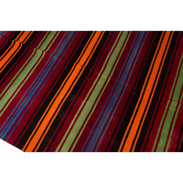 1950s Anatolian Handwoven Striped Tribal Runner For Sale - Image 9 of 10