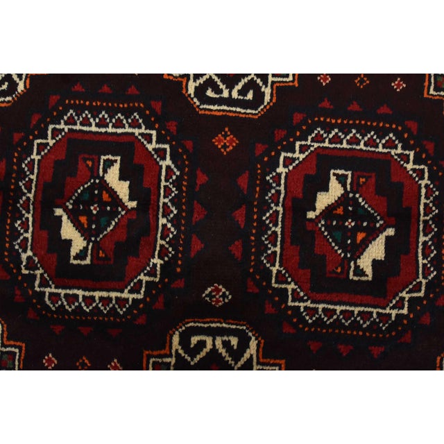 Textile Baloch Rug 3’5” X 6’5” Brown Wool Vintage Tribal Hand-Knotted Oriental Carpet For Sale - Image 7 of 12