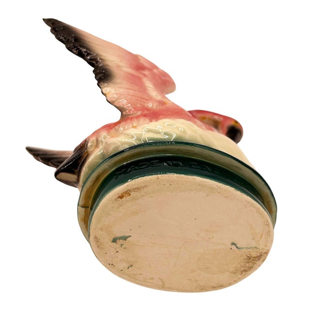 1950s Mid 20th Century California Pottery Ceramic Pink Flamingo Table Planter W/ Dark Base For Sale - Image 5 of 5