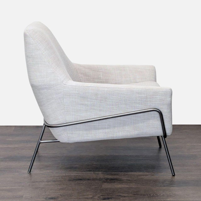 West Elm West Elm Contemporary Lounge Accent Chair in Oatmeal Upholstery For Sale - Image 4 of 8