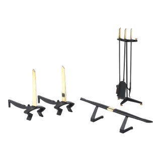 Donald Deskey for Bennett Modernist Complete Fireplace Set For Sale