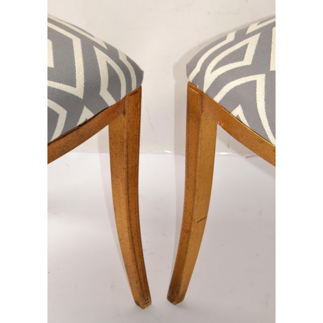 Goldenrod 1930 Art Deco John Turano & Sons Giltwood Mother Pearl Side Accent Chairs, Pair For Sale - Image 8 of 16