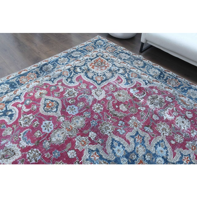 1970s 1970s Vintage Persian Handmade Wool Cotton Light Red Area Rug For Sale - Image 5 of 11