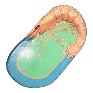 Vintage Paper Mache Lord and Taylor Whimsical Giant Shrimp Serving Platter For Sale