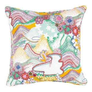 Schumacher x Clements Ribeiro Daisey Chain 22" Pillow in Primary Multi For Sale