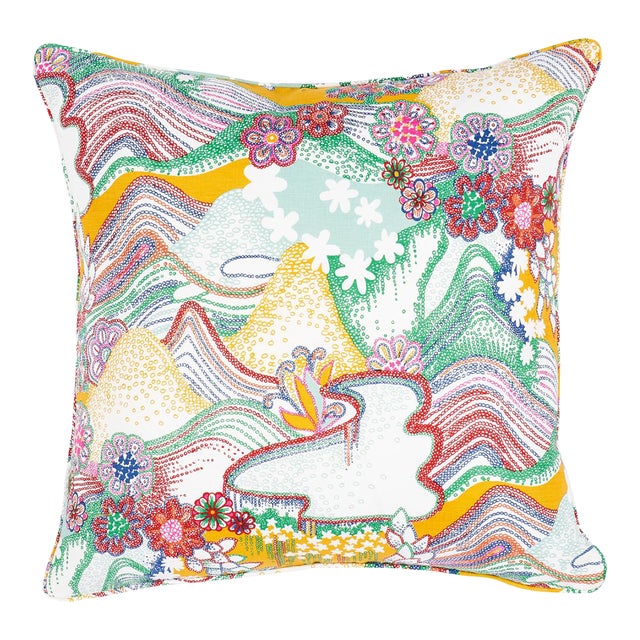 Schumacher x Clements Ribeiro Daisey Chain 22" Pillow in Primary Multi For Sale