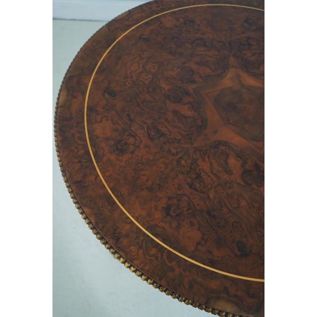 Italian Burl Walnut Round Neoclassical Center Table For Sale - Image 12 of 13
