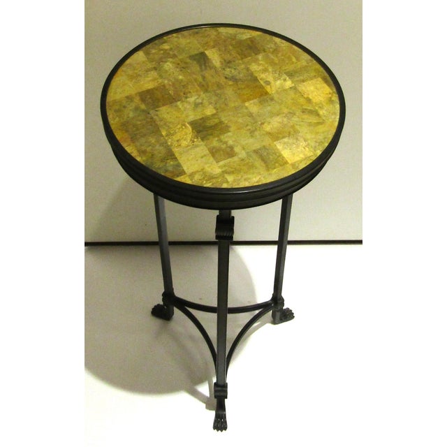 Traditional Theodore Alexander Empire Style Stone and Bronze Tripod Drink / Accent Table For Sale - Image 3 of 10