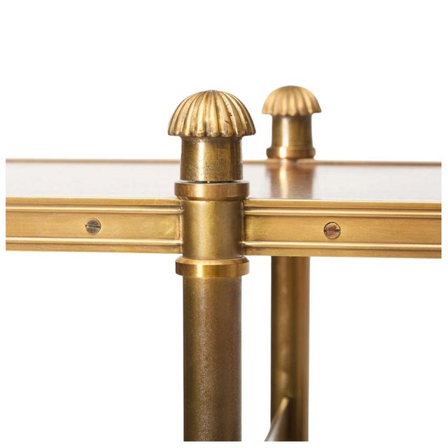 Traditional Monumental Regency Style Brass and Mahogany Etagere, Victoria & Sons For Sale - Image 3 of 5