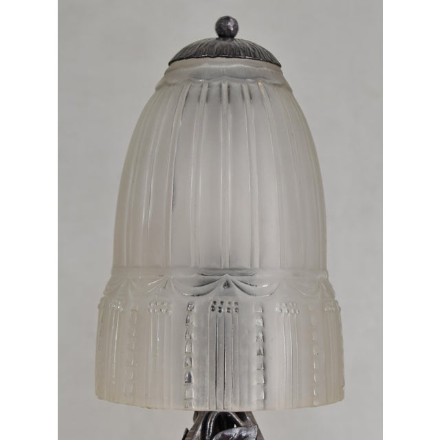 Metal French Art Deco Table Lamp by L. Varro & Muller Freres - 1920s France For Sale - Image 7 of 10
