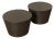 Modern Pair of Patinated Steel Round Drum Side Tables For Sale