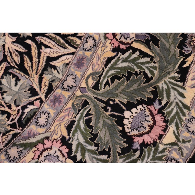1990s Boho Chic 1990's Floral Pak-Persian Black/Gray Wool Round Rug- 8'2'' X 8'2'' For Sale - Image 5 of 8