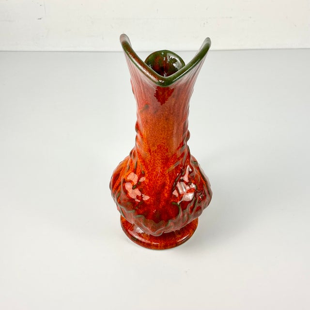 Mid-Century Boho Chic Mediterranean U-S-a Pottery Ewer Shaped Ceramic Vase Pitcher. For Sale - Image 12 of 15