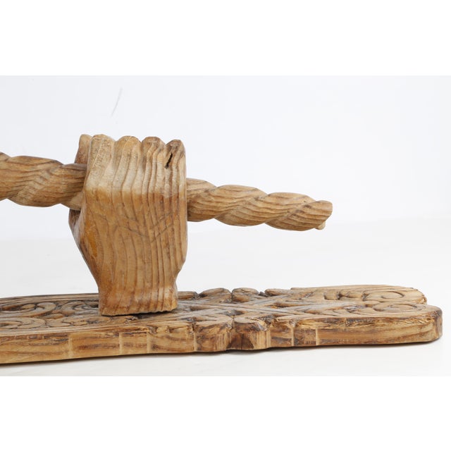 Vintage Hand-Carved Wooden Wall Candle Holder | Folk Art Rustic Architectural Wall Sculpture For Sale - Image 15 of 16