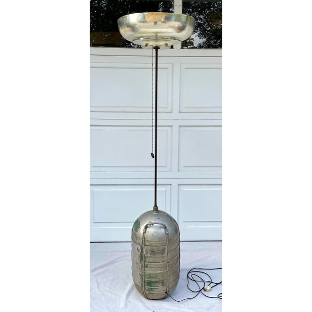 Metal Late 20th Century Industrial Floor Lamp From Salvaged Ww II Oxygen Tank For Sale - Image 7 of 13