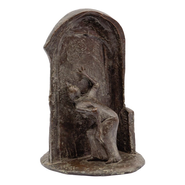 B.G., Figurative Artists Bronze of a Keyhole Door Scene 1991 1/7, 1960s, Bronze For Sale