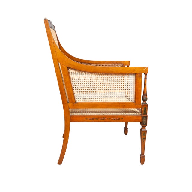 Traditional Edwardian Satinwood and Painted Armchair For Sale - Image 3 of 12