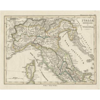 Antique Map of Italy and Corse, 1848 For Sale