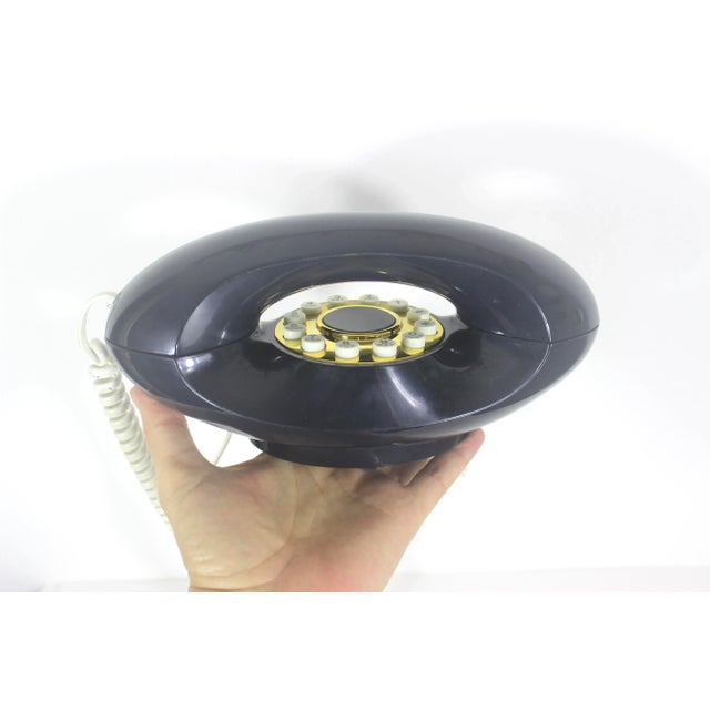 Vintage Navy Blue and Gold White Genie Phone Push Button Telephone Eighties For Sale - Image 9 of 9