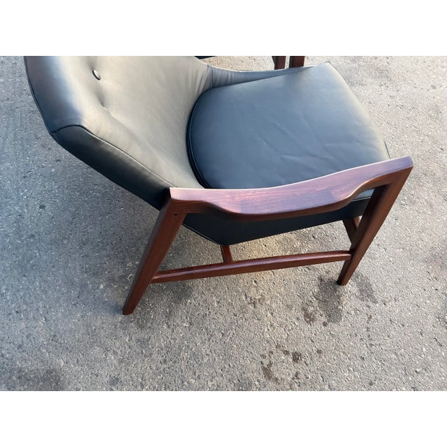 Animal Skin Modern Mid Century Black Leather Lounge Chairs - A Pair For Sale - Image 7 of 10