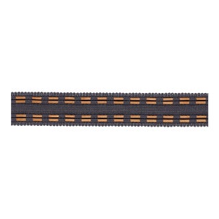 Schumacher Leather Cord Tape Trim in Charcoal For Sale
