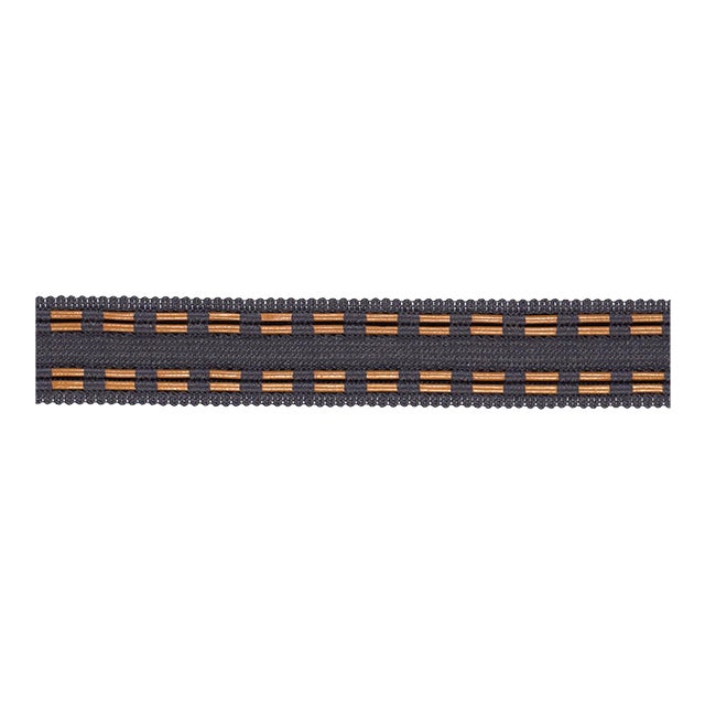 Schumacher Leather Cord Tape Trim in Charcoal For Sale
