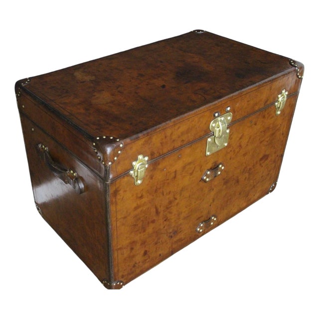 Antique Leather Courier Trunk from Louis Vuitton, 1890s For Sale