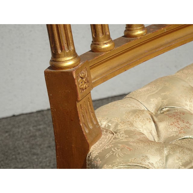 Vintage French Provincial Gold Tufted Accent Chair ~ Vanity Chair For Sale - Image 9 of 12