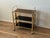 Hollywood Regency Vintage Gold-Tone Metal and Plastic Three-Tier Bar Cart For Sale - Image 3 of 12