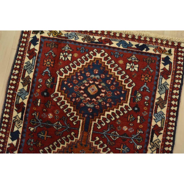 1990s Yalameh Runner 2′ X 6’2” Red Wool Vintage Tribal Hand-Knotted Oriental Rug For Sale - Image 5 of 10