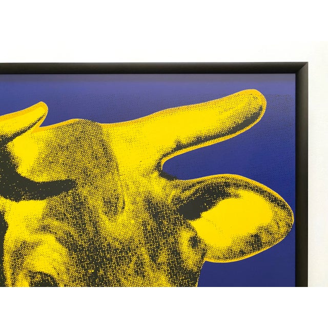Navy Blue Andy Warhol Foundation Vintage 1992 Offset Lithograph Print Framed Pop Art Poster " Cow " 1971 For Sale - Image 8 of 12