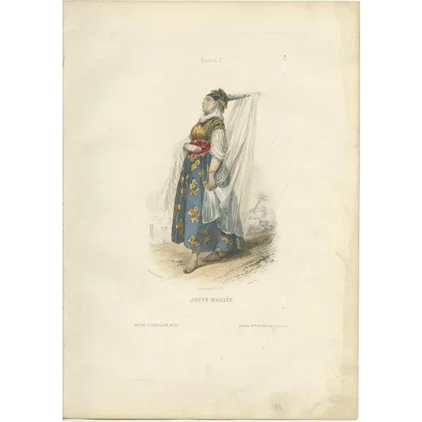Jewish Bride Print Algeria 1853 by Compte-Calix – Hand-Colored Lithograph This exquisite antique print depicts a Jewish...