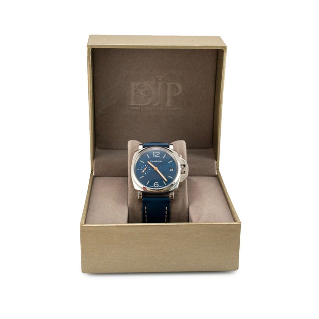 Silver Panerai Luminor Due 38mm Pam01273 Blue Dial Stainless Steel Automatic Watch For Sale - Image 8 of 9
