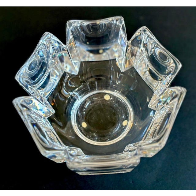 1970s Vintage Orrefors Corona Bowl Made in Sweden, Signed Scandinavian Glass Decor 1970s – Crystal Art Glass – Mid Century Modern Decor For Sale - Image 5 of 9