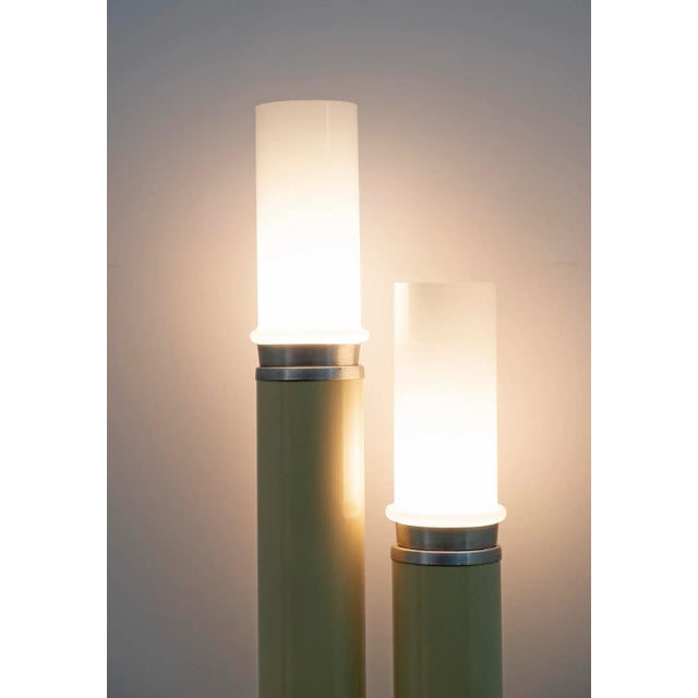 Metal Space Age Floor Lamp in Opaline Glass & Lacquered Metal, 1970s For Sale - Image 7 of 9