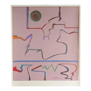 1980s Signed Abstract Mixed Media Painting by Harry Hilson For Sale