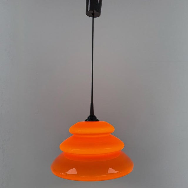 1970s Space Age Orange Glass Mushroom Pendant from Peill & Putzler, 1970s For Sale - Image 5 of 11