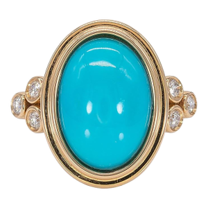 Sierra | 4.54ct Turquoise Ring With Earth-Mined Diamond Accents in Solid 14k, Size 6.75