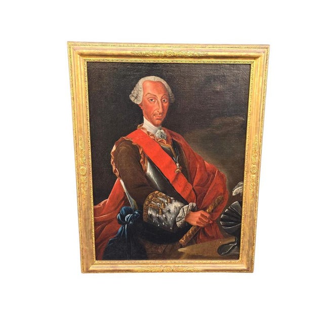 Late 18th Century Circle of Giuseppe Bonito, Portrait of Charles of Bourbon as King of Naples, Oil on Canvas, Framed For Sale - Image 5 of 13