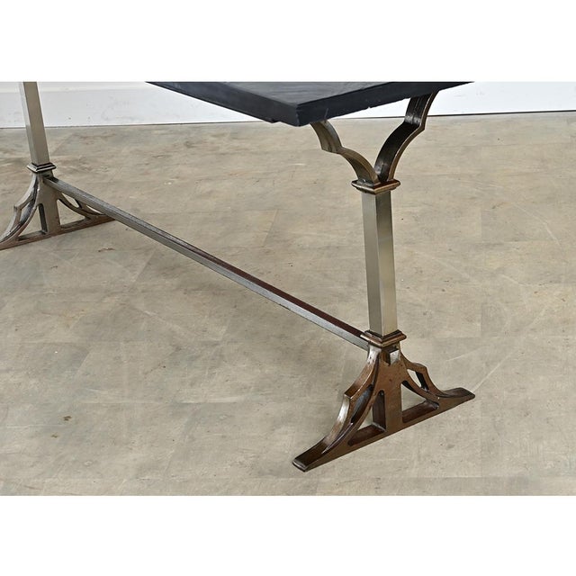 Early 20th Century French Circa 1920 Slate and Iron Console Table For Sale - Image 5 of 16