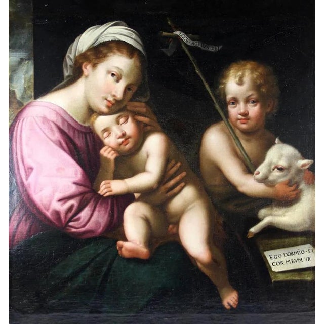 Simon Vouet, The Virgin with the Sleeping Child, Oil on Canvas For Sale - Image 6 of 7