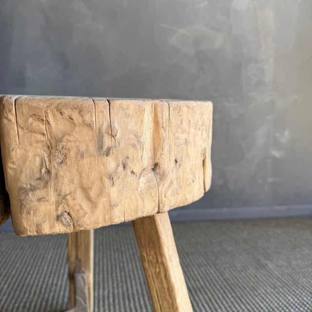 Wood Vintage Elm Wood Chop Block Table #S89 For Sale - Image 7 of 8