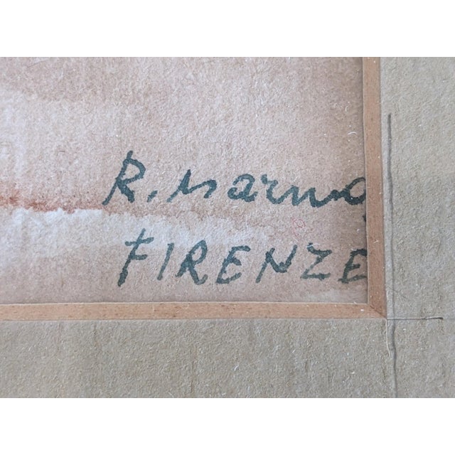 1950s Vintage Rodolfo Marma Signed Original Framed Watercolor "Firenze" For Sale - Image 5 of 7