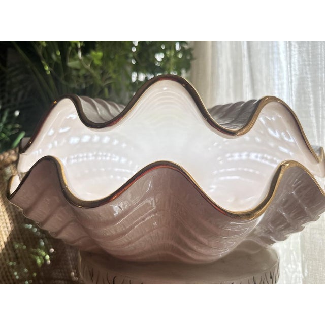 Pearly Glazed Ceramic Lamps in the shape of a Shell by Bon Día, 1960s, Set of 2 For Sale - Image 12 of 18