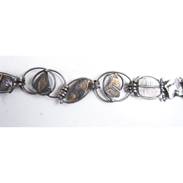 Metal Contemporary Artist Studio Sterling Silver Abstract Bracelet For Sale - Image 7 of 9